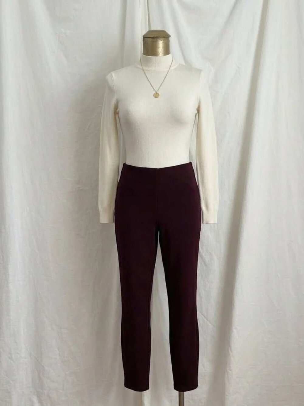 Lauren Conrad Burgundy Red High Rise Skinny Cigarette Pants L Minimalist Fall